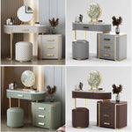 Luxurious Solid Wood Marble Makeup Vanity Set with Glass Mirror & Faux Leather Accents fzyhs-2738