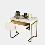 Elegant Faux Leather Nightstand with Gold Accents - Modern Bedroom Furniture fzyhs-2739