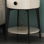 Elegant Nightstand with Solid Wood, Marble, and Faux Leather Finish - Chic Bedroom Accent! fzyhs-2740