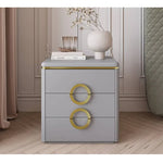Modern Solid Wood Nightstand with Faux Leather Accents - Luxury Bedroom Furniture fzyhs-2742