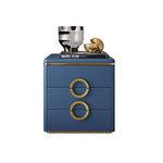 Modern Solid Wood Nightstand with Faux Leather Accents - Luxury Bedroom Furniture fzyhs-2742