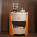 Luxurious Solid Wood Nightstand with Marble Top & Faux Leather Accents fzyhs-2743