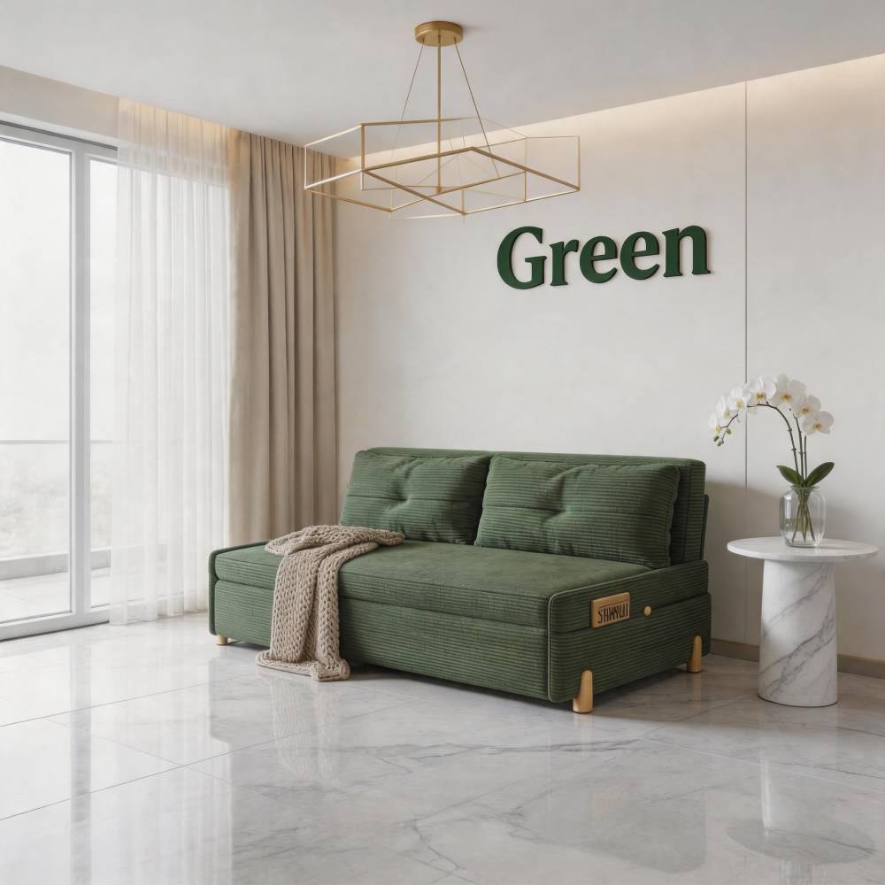 Stylish Solid Wood Corduroy Sofa in Elegant Green - Perfect for Modern Living Rooms fdh-3110(副本)
