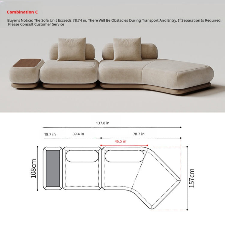 Italian Minimalist Block-Style Sectional Sofa, Asymmetrical Corner Couch for Living Room gs-0209-52