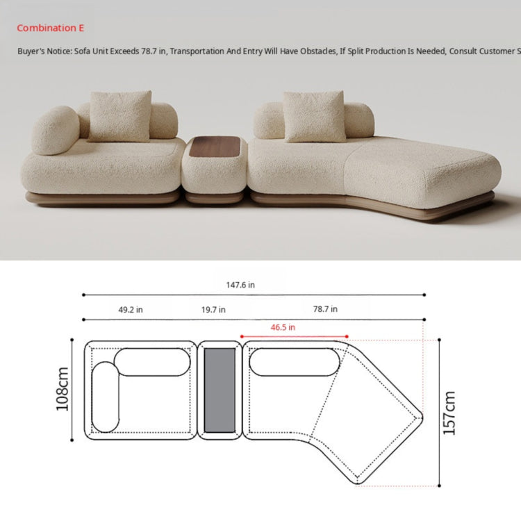 Italian Minimalist Block-Style Sectional Sofa, Asymmetrical Corner Couch for Living Room gs-0209-52