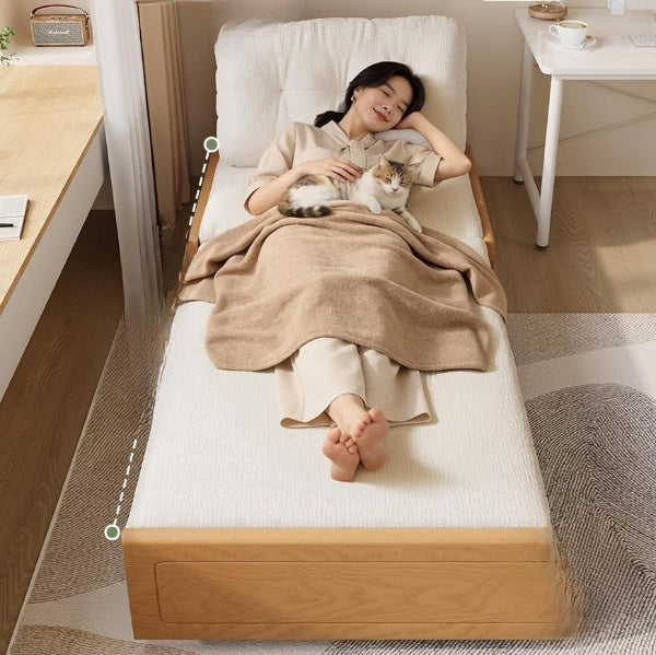 Cream Style Solid Wood Chenille Fabric Sofa Bed, Extendable Fold-Out Sleeper Chair for Small Spaces gw-805