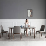 Sleek Gray Sintered Stone Table with Elegant Ash Wood Multi-Layer Board hagst-320