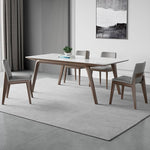 Elegant White Sintered Stone & Ash Wood Table: Modern Design & Durability hagst-323