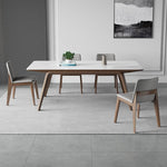 Elegant White Sintered Stone & Ash Wood Table: Modern Design & Durability hagst-323