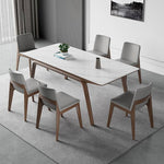 Elegant White Sintered Stone & Ash Wood Table: Modern Design & Durability hagst-323