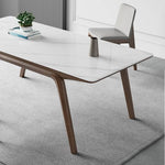 Elegant White Sintered Stone & Ash Wood Table: Modern Design & Durability hagst-323