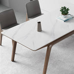 Elegant White Sintered Stone & Ash Wood Table: Modern Design & Durability hagst-323