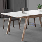 Elegant White Sintered Stone & Ash Wood Table: Modern Design & Durability hagst-323