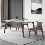 Elegant White Sintered Stone & Ash Wood Table: Modern Design & Durability hagst-323