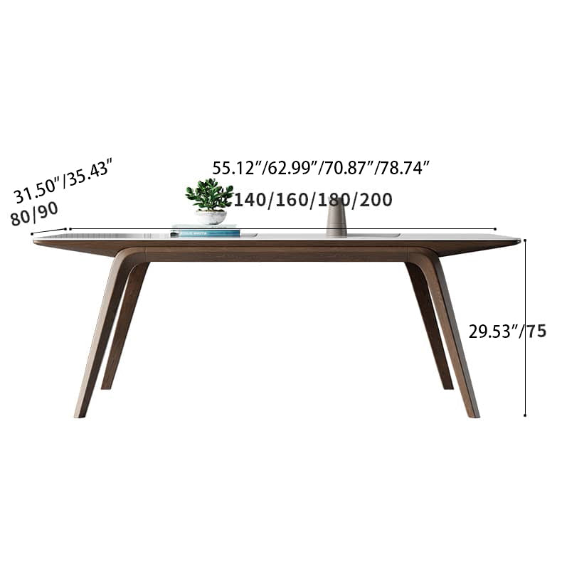 Elegant White Sintered Stone & Ash Wood Table: Modern Design & Durability hagst-323