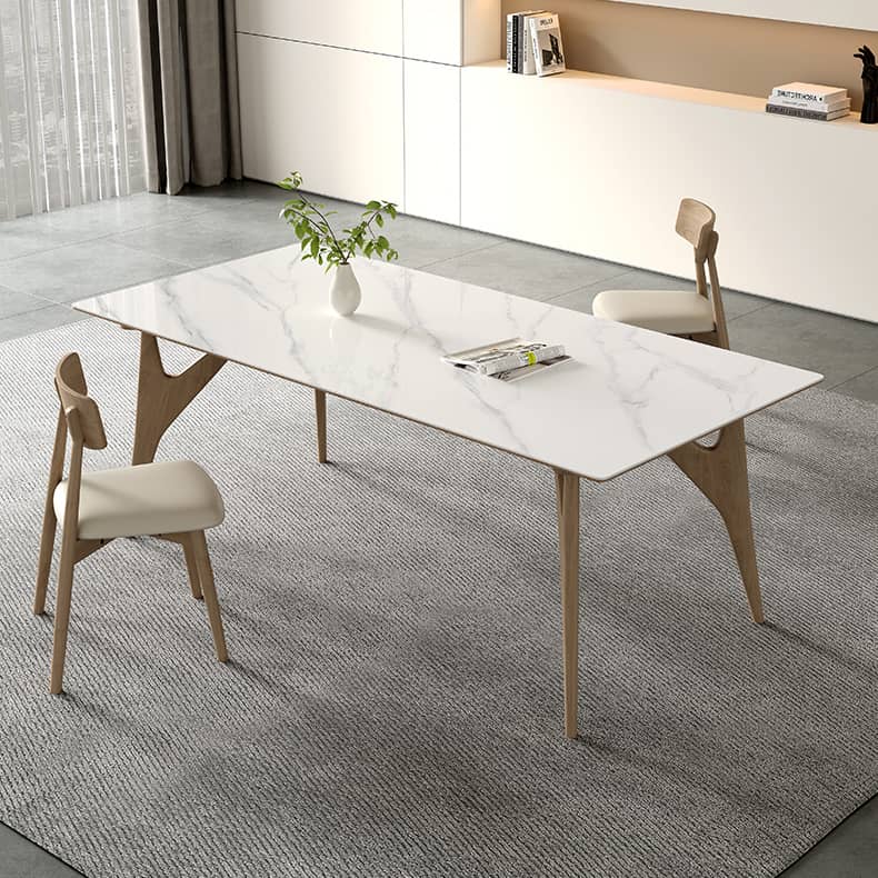 Elegant Table with Sintered Stone and Ash Wood - Modern Multi-Layer Design in White, Black, and Gray hagst-560
