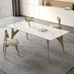 Elegant Table with Sintered Stone and Ash Wood - Modern Multi-Layer Design in White, Black, and Gray hagst-560