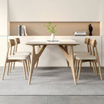 Elegant Table with Sintered Stone and Ash Wood - Modern Multi-Layer Design in White, Black, and Gray hagst-560