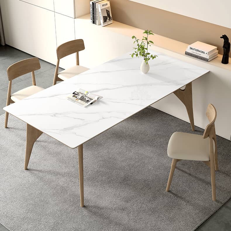 Elegant Table with Sintered Stone and Ash Wood - Modern Multi-Layer Design in White, Black, and Gray hagst-560