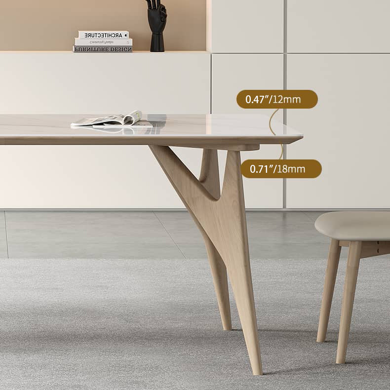 Elegant Table with Sintered Stone and Ash Wood - Modern Multi-Layer Design in White, Black, and Gray hagst-560