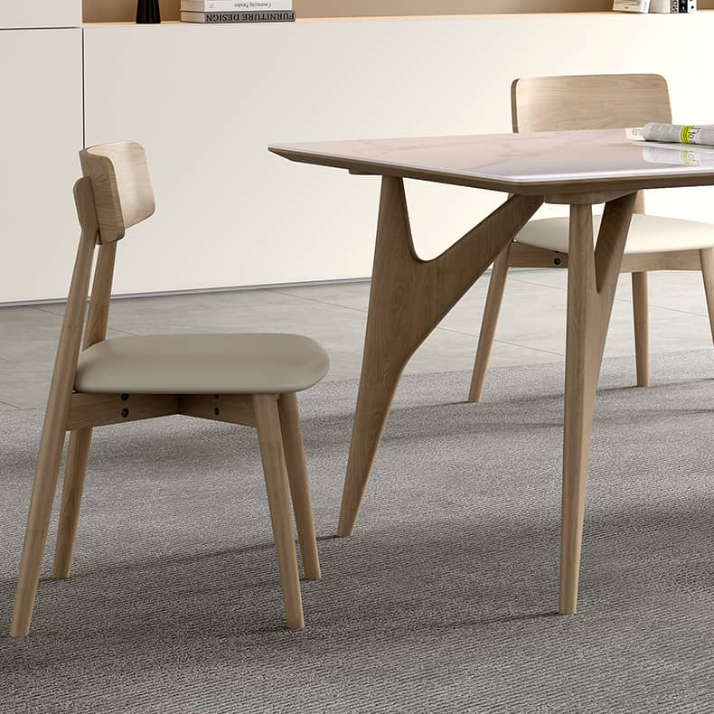 Elegant Table with Sintered Stone and Ash Wood - Modern Multi-Layer Design in White, Black, and Gray hagst-560