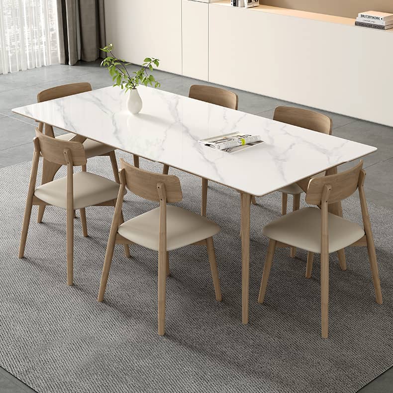 Elegant Table with Sintered Stone and Ash Wood - Modern Multi-Layer Design in White, Black, and Gray hagst-560