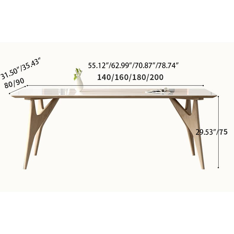 Elegant Table with Sintered Stone and Ash Wood - Modern Multi-Layer Design in White, Black, and Gray hagst-560