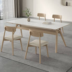 Elegant White Sintered Stone Dining Table with Ash Wood Multi-Layer Board hagst-561