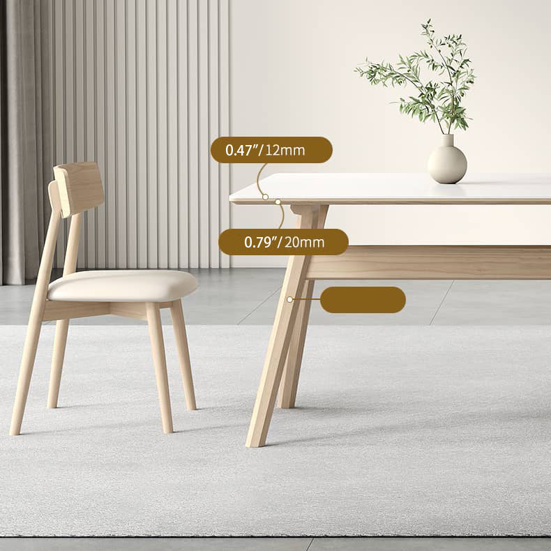 Elegant White Sintered Stone Dining Table with Ash Wood Multi-Layer Board hagst-561