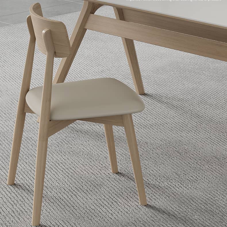 Elegant White Sintered Stone Dining Table with Ash Wood Multi-Layer Board hagst-561