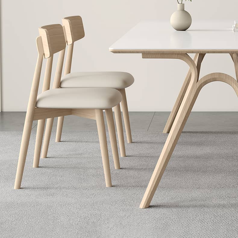 Elegant White Sintered Stone Dining Table with Ash Wood Multi-Layer Board hagst-561