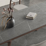 Sleek Gray Sintered Stone Table with Elegant Ash Wood Base hagst-564
