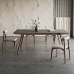 Sleek Gray Sintered Stone Table with Elegant Ash Wood Base hagst-564