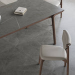 Sleek Gray Sintered Stone Table with Elegant Ash Wood Base hagst-564