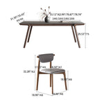 Sleek Gray Sintered Stone Table with Elegant Ash Wood Base hagst-564