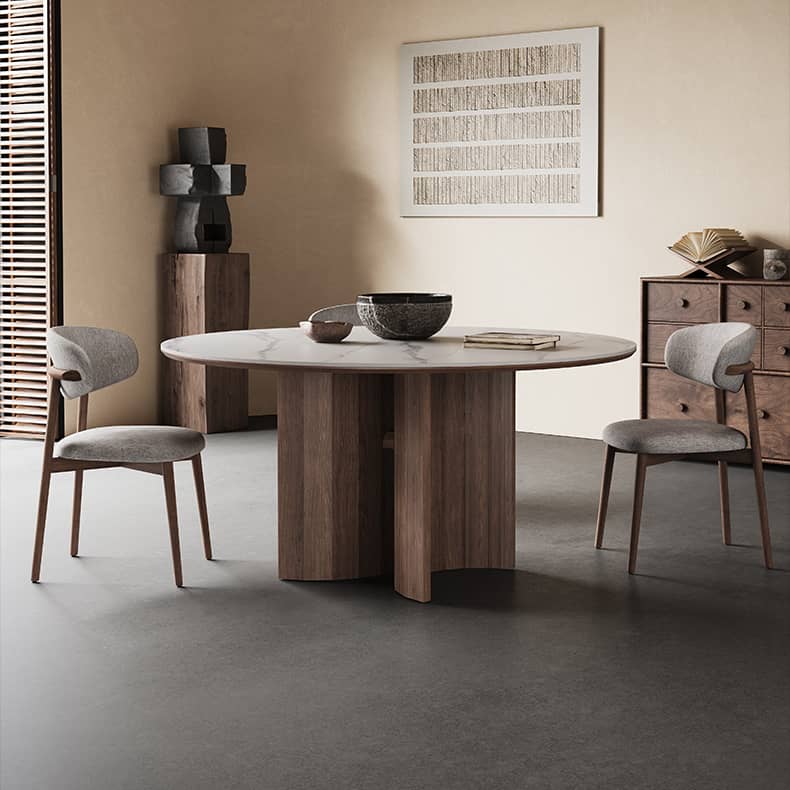 Sleek White Sintered Stone & Ash Wood Multi-Layer Board Table for Modern Spaces hagst-565