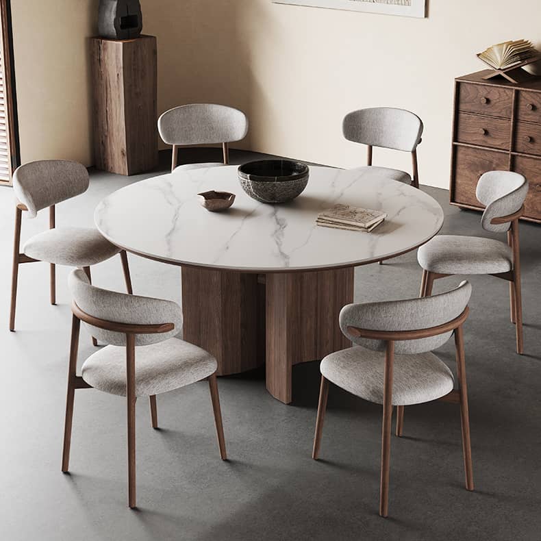 Sleek White Sintered Stone & Ash Wood Multi-Layer Board Table for Modern Spaces hagst-565