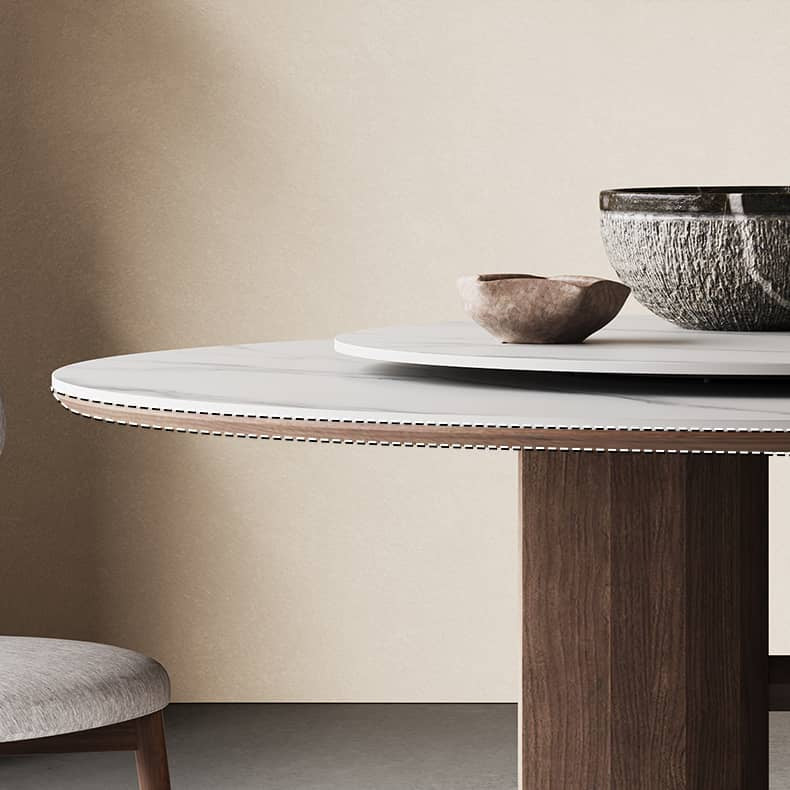 Sleek White Sintered Stone & Ash Wood Multi-Layer Board Table for Modern Spaces hagst-565
