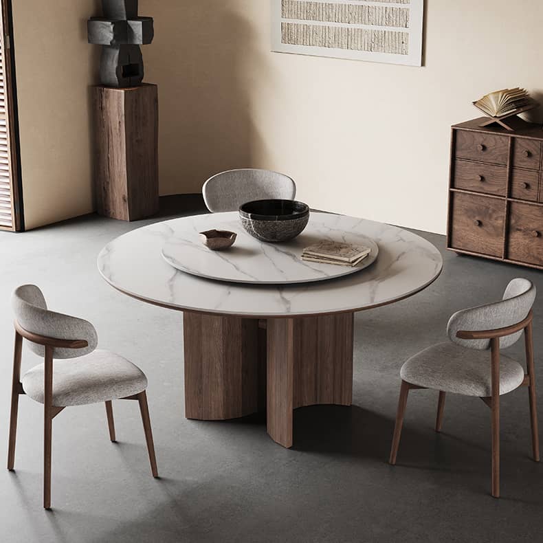 Sleek White Sintered Stone & Ash Wood Multi-Layer Board Table for Modern Spaces hagst-565