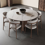 Sleek White Sintered Stone & Ash Wood Multi-Layer Board Table for Modern Spaces hagst-565