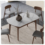Luxury White Sintered Stone Table with Oak Wood Finish and Multi-Layer Board Design hagst-566