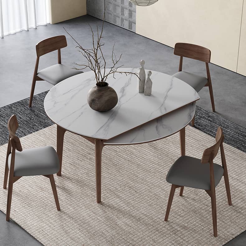 Luxury White Sintered Stone Table with Oak Wood Finish and Multi-Layer Board Design hagst-566