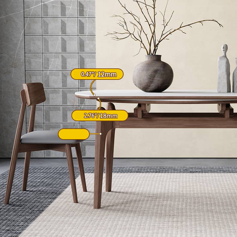 Luxury White Sintered Stone Table with Oak Wood Finish and Multi-Layer Board Design hagst-566