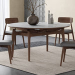 Luxury White Sintered Stone Table with Oak Wood Finish and Multi-Layer Board Design hagst-566
