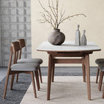 Luxury White Sintered Stone Table with Oak Wood Finish and Multi-Layer Board Design hagst-566