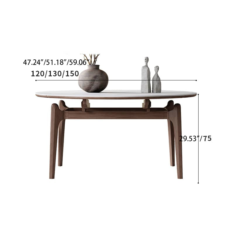 Luxury White Sintered Stone Table with Oak Wood Finish and Multi-Layer Board Design hagst-566