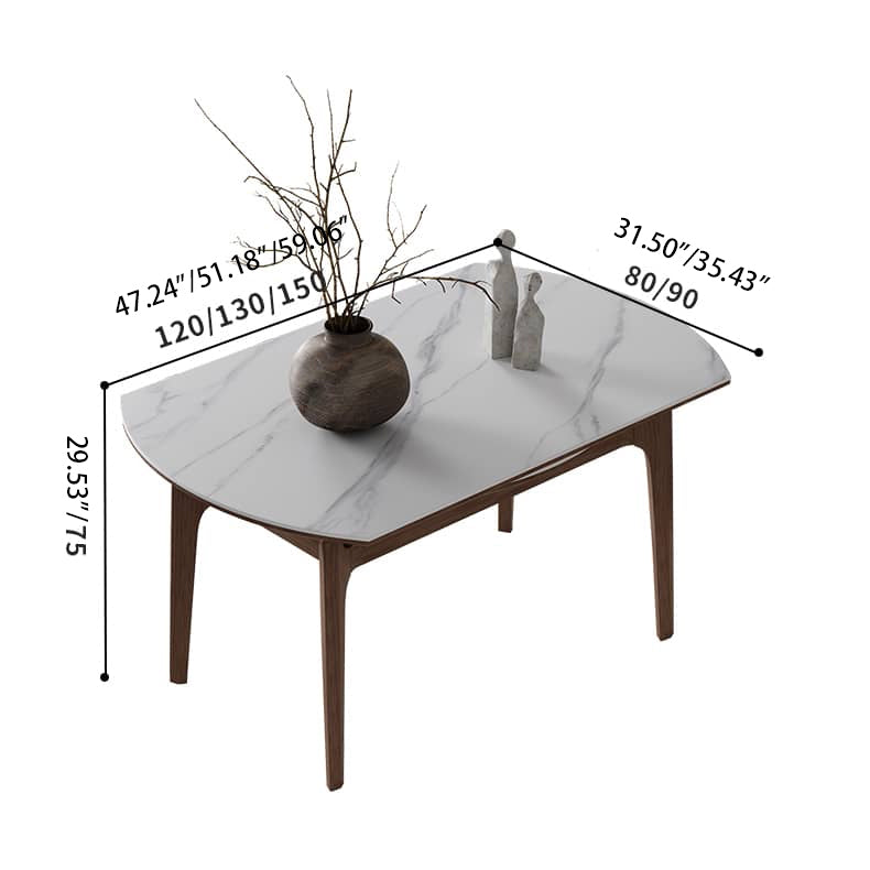 Luxury White Sintered Stone Table with Oak Wood Finish and Multi-Layer Board Design hagst-566