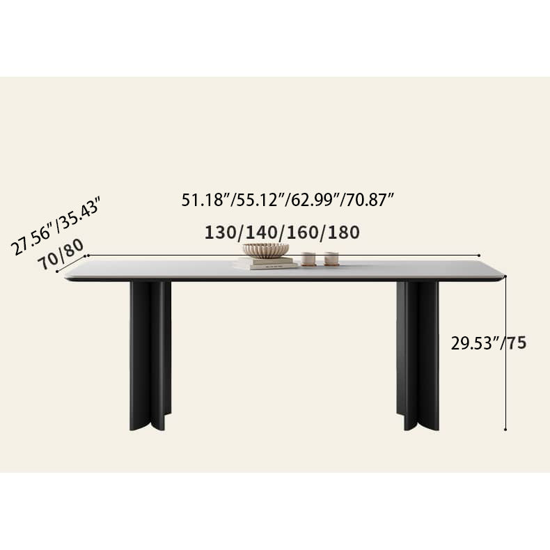 Elegant White Sintered Stone Table with Durable Multi-Layer Wood Top hagst-567