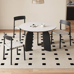 Elegant White Sintered Stone Dining Table with Oak Wood Multi-Layer Board hagst-568