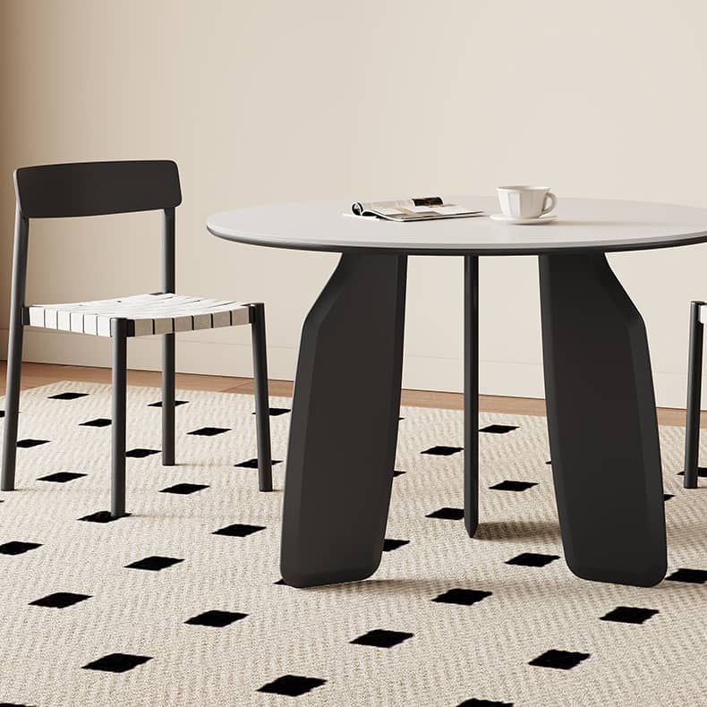 Elegant White Sintered Stone Dining Table with Oak Wood Multi-Layer Board hagst-568